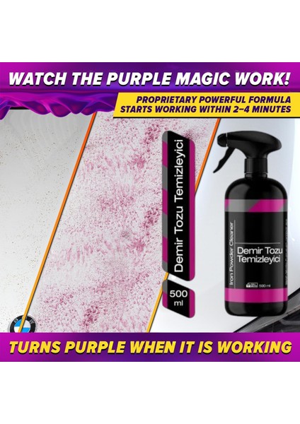 Koporta-Jant Demir Sökücü - Boya Rengini, Berraklığını ve Boya Pürüzsüzlüğünü Bozan Gömülü Demir Parçacıklarını ve Endüstriyel Atıklarını Hızla Temizler 500ML