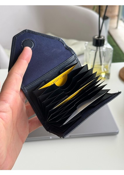 Akorde Lacivert Hakiki Deri Kartlık modelleri