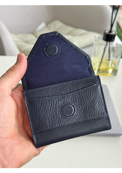 Akorde Lacivert Hakiki Deri Kartlık fırsatları