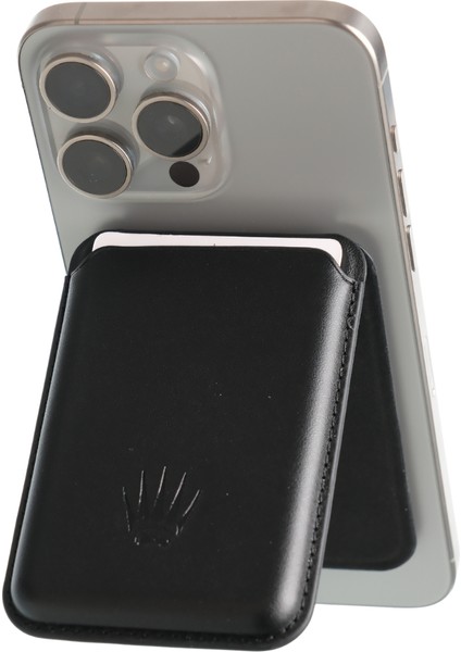 Kickstand Standlı Siyah Magnetik Yapıştırmalı Mıknatıslı Kartlık
