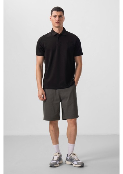 Siyah Standart Kalıp Basic Polo Yaka Erkek T-Shirt - 87768