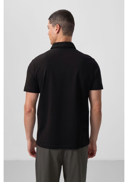 Siyah Standart Kalıp Basic Polo Yaka Erkek T-Shirt - 87768