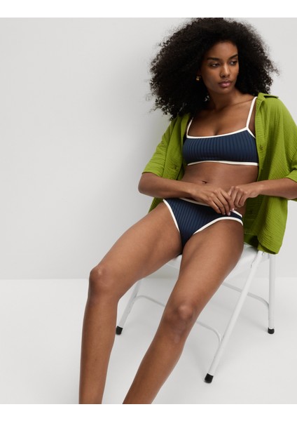 Ribanalı Kontrast Detaylı Bikini Üstü