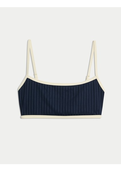 Ribanalı Kontrast Detaylı Bikini Üstü