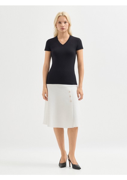 Kadın Regular Fıt Tişört-Siyah fiyatları