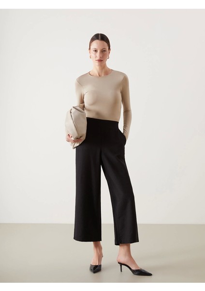 Lcw Modest Siyah Beli Lastikli Kadın Pantolon