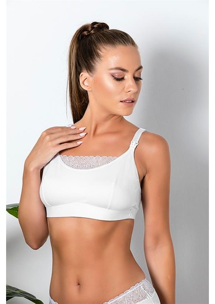 Pamuklu Emzirme Sütyeni Beyaz (MGP11780)