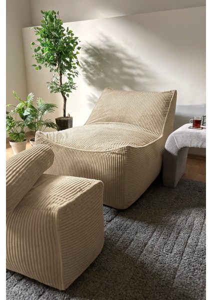 Luna Armut Puf Koltuk Takımı | Kadife Fitilli Kumaş | Kaydırmaz Tabanlı Tv & Oyun Koltuğu – Katt