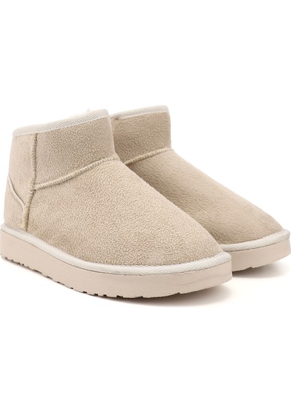 Kadın Bej Süet Mini Kürklü Bot fiyatları