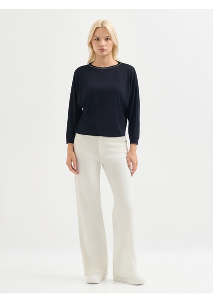 Kadın Regular Fıt Tişört-Siyah