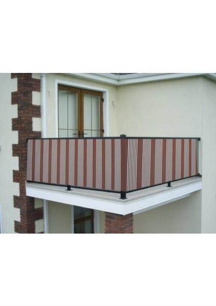 Balkon Demiri Perdesi Bağcıklı Kahverengi Ince Çizgili 600 x 80