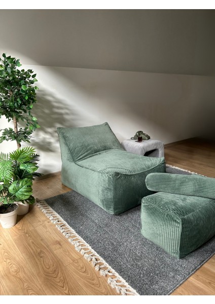 Luna Armut Puf Koltuk Takımı | Kadife Fitilli Kumaş | Kaydırmaz Tabanlı Tv & Oyun Koltuğu – Katt