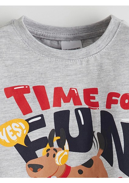 Lcw Kids Gri Beli Lastikli Baskılı Erkek Çocuk Pijama Takım