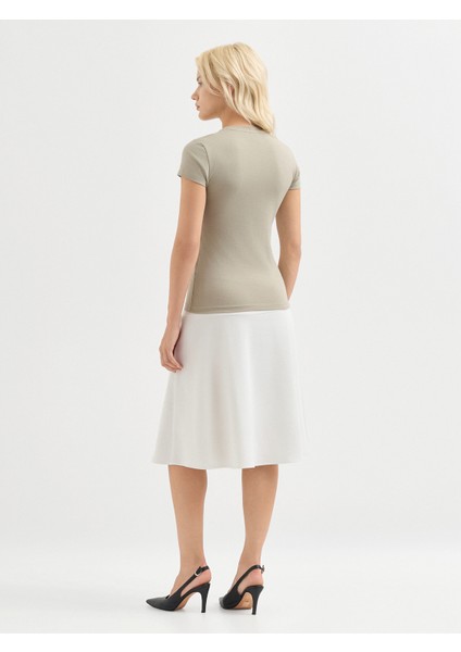 Kadın Regular Fıt Tişört-Bej fiyatları