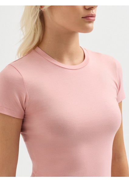 Kadın Regular Fıt Tişört-Pembe indirimleri
