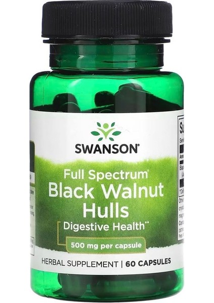 Black Walnut Hulls 500 Mg, 60 Kapsül