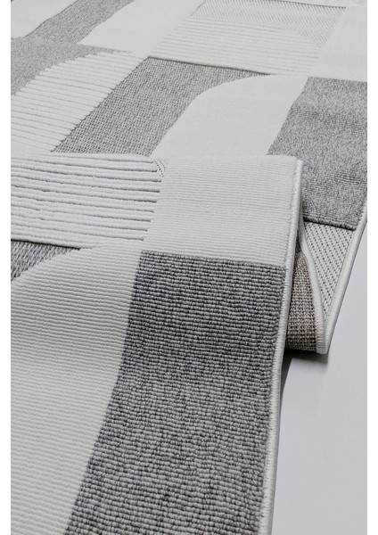 Bukle Soft Twister 0455G Gri-Beyaz Yolluk Salon Antre Koridor Halısı Yumuşak Dokuma Makine Halısı modelleri