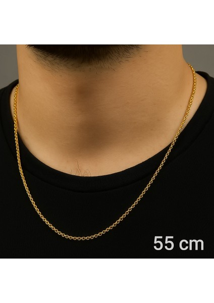 Altın Renk Ince Doc Unisex Çelik Kolye - 3364