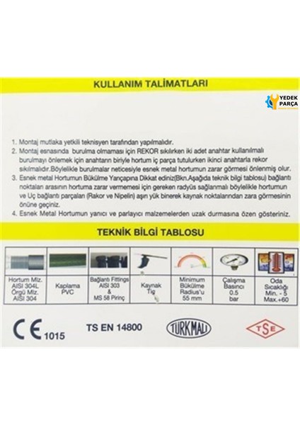 Ocak Fırın Gaz Doğalgaz Bağlantı Fleksi 150 cm Yeni Tip Flex Örgülü Hortumu Flexi fiyatları