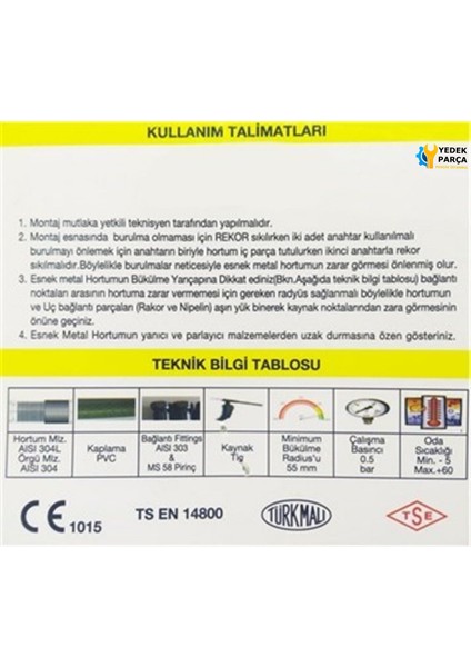 Ocak Fırın Gaz Doğalgaz Bağlantı Fleksi 100 cm Yeni Tip Flex Örgülü Hortumu Flexi fiyatları