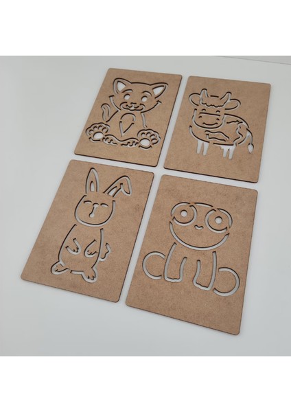 Ahşap Çiftlik Hayvanları Şablonu Çizgi Egzersizi El Kası Geliştirme 14 Parça Kutu Dahil fırsatları