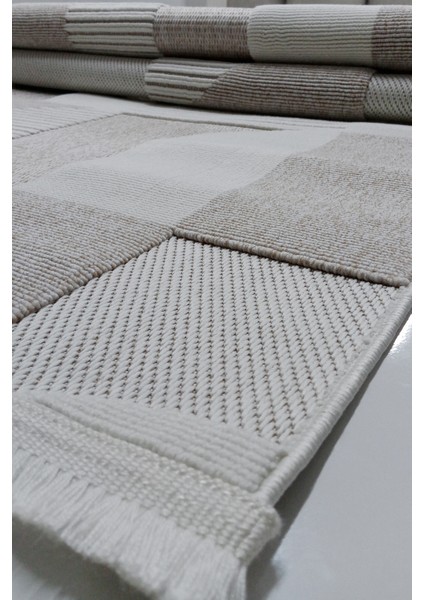 Bukle Soft Twister 0455G Bej-Beyaz Yolluk Salon Antre Koridor Halısı Yumuşak Dokuma Makine Halısı indirimleri