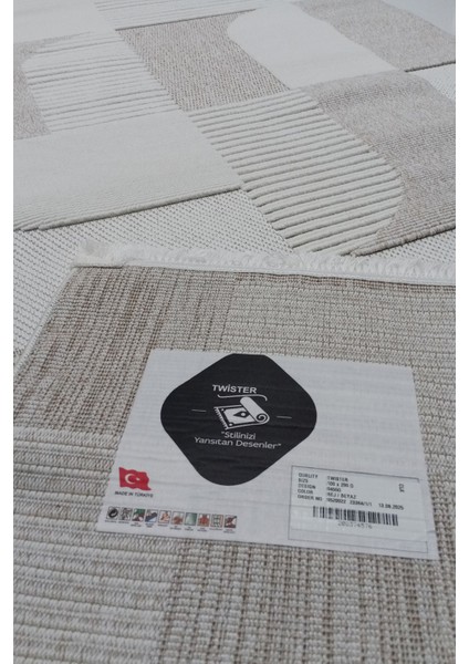 Bukle Soft Twister 0455G Bej-Beyaz Yolluk Salon Antre Koridor Halısı Yumuşak Dokuma Makine Halısı