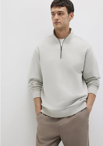 Yarı Fermuarlı Gri Basic Sweatshirt 0S10419-70074 modelleri