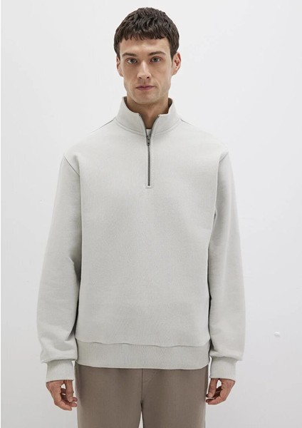 Yarı Fermuarlı Gri Basic Sweatshirt 0S10419-70074 fırsatları