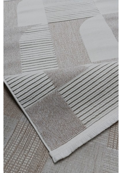 Bukle Soft Twister 0455G Bej-Beyaz Yolluk Salon Antre Koridor Halısı Yumuşak Dokuma Makine Halısı