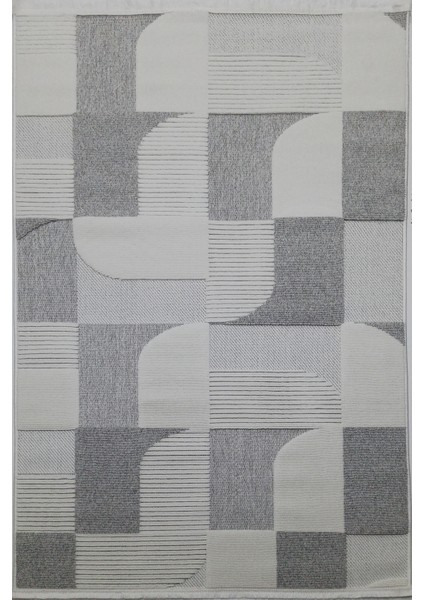 Bukle Soft Twister 0455G Gri-Beyaz Yolluk Salon Antre Koridor Halısı Yumuşak Dokuma Makine Halısı