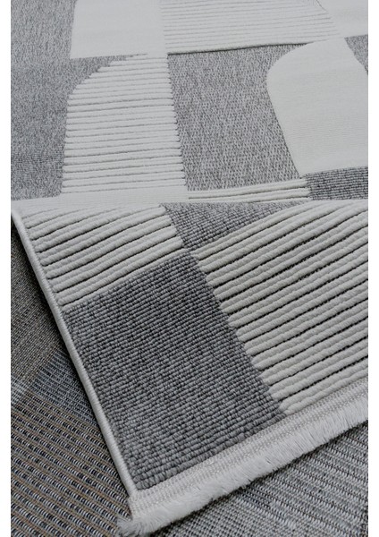 Bukle Soft Twister 0455G Gri-Beyaz Yolluk Salon Antre Koridor Halısı Yumuşak Dokuma Makine Halısı indirimleri