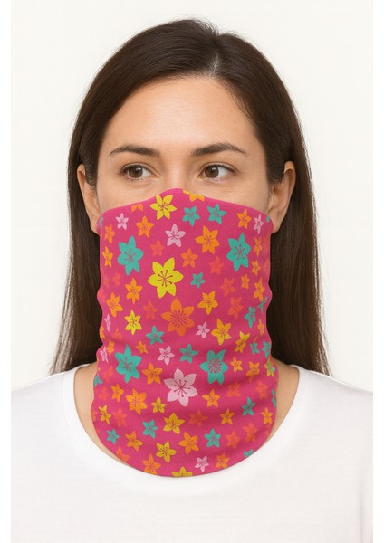 Renkli Çiçekli Rüzgar Geçirmez Baf Boyunluk Bandana Buff Maske Saç Bandı