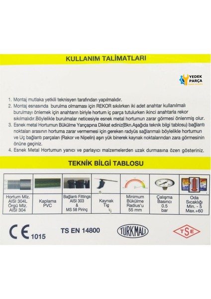 Ocak Fırın Gaz Doğalgaz Bağlantı Fleksi 50 cm Yeni Tip Flex Örgülü Hortumu Flexi fiyatları