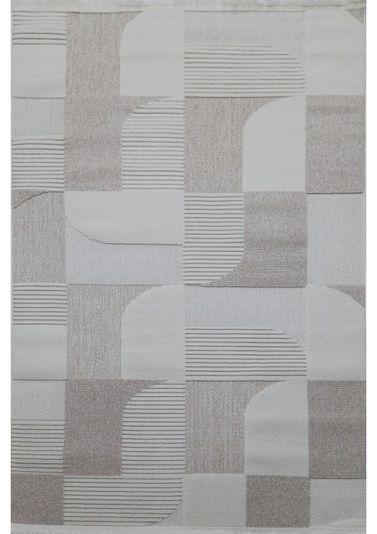 Bukle Soft Twister 0455G Bej-Beyaz Yolluk Salon Antre Koridor Halısı Yumuşak Dokuma Makine Halısı