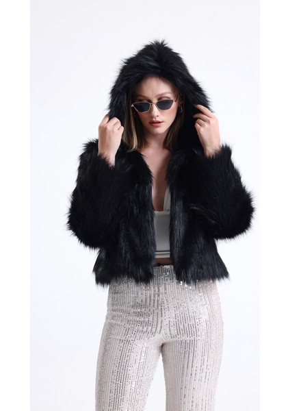 Kapüşonlu Kürk Crop Mont fiyatları