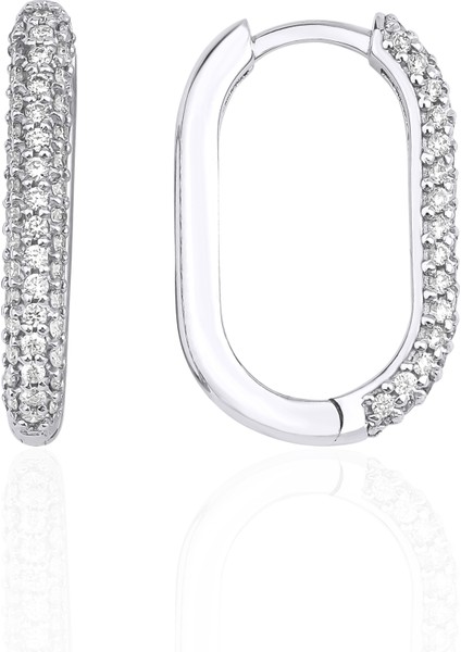 14 Ayar Altın Taşlı Oval Kadın Küpe