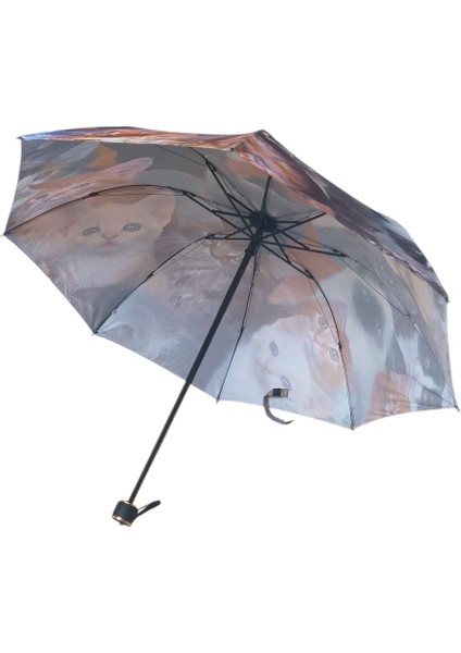 Sevimli Kedi Yavruları Desenli Rüzgara Dayanıklı Manuel Bayan Şemsiyesi fırsatları