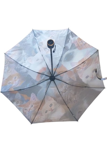 Sevimli Kedi Yavruları Desenli Rüzgara Dayanıklı Manuel Bayan Şemsiyesi indirimleri
