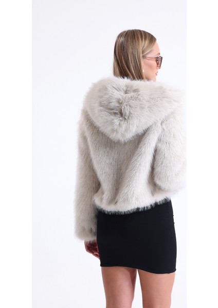 Kapüşonlu Kürk Crop Mont indirimleri