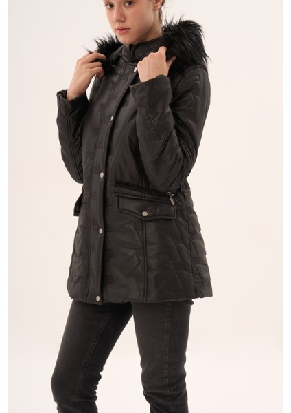 Veger Özel Desen Kapüşonlu Kapitone Mont indirimleri