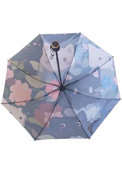 Emoji Kedi Desenli Şemsiye Rüzgara Dayanıklı Manuel Bayan Şemsiyesi indirimleri