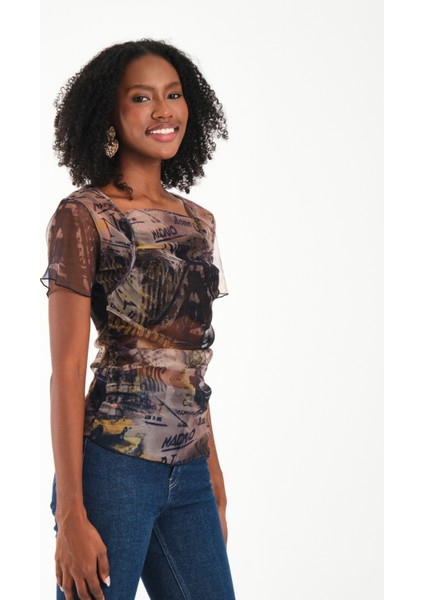 Kare Yaka Tül Bluz modelleri