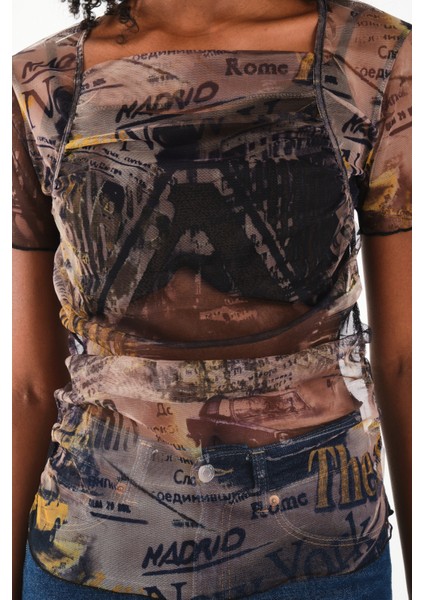 Kare Yaka Tül Bluz fırsatları