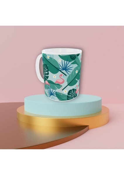 Şirin Pastel Renkli Flamingo Desenli Tasarım Kupa fiyatları
