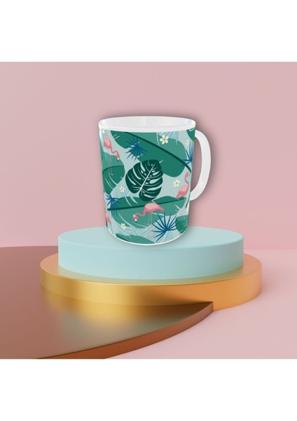 Şirin Pastel Renkli Flamingo Desenli Tasarım Kupa fırsatları