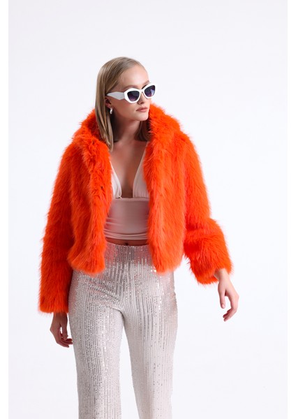 Kapüşonlu Kürk Crop Mont