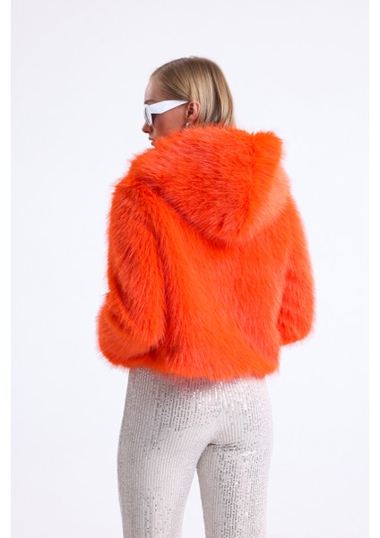 Kapüşonlu Kürk Crop Mont fiyatları