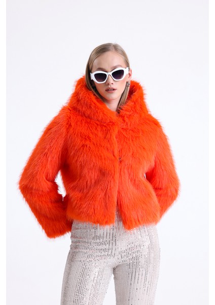 Kapüşonlu Kürk Crop Mont fırsatları