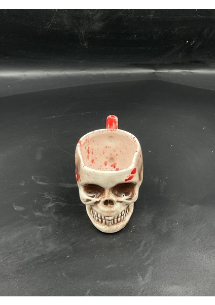 El Yapımı Kuru Kafa Seramik Espresso Bardağı – 150 ml | Siyah & Kırmızı | Dekoratif & Kullanışlı